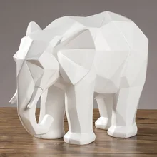 Статуя слона, абстрактные украшения из смолы, черно-белый Геометрический слон, скульптура животных, ремесла, украшение для дома, модель подарка