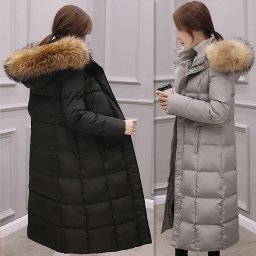 

Winter Natural Raccoon Fur collar Down Jackets Fashion Women's Down Coats Long Thicken Parkas Outerwear YR23