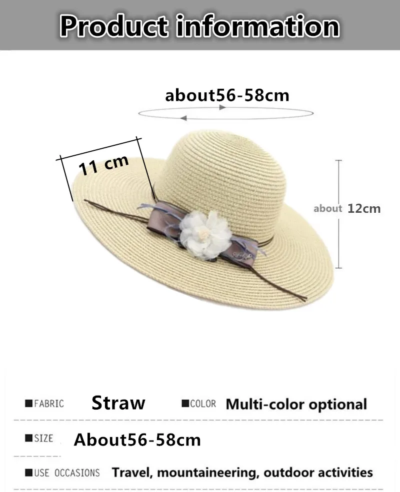 XdanqinX Новинка 2019 года взрослых для женщин's соломенная Солнцезащитная шляпа негабаритных козырек цветок украшения Пляжные шапки для