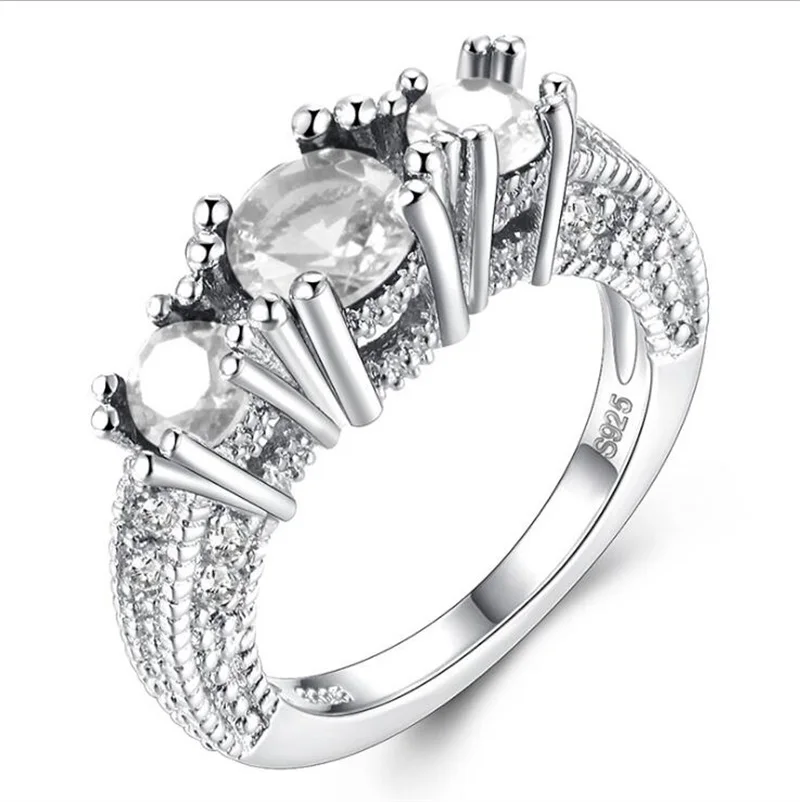 Лучшие продажи 7 цветов Аутентичные 925 пробы набор серебряных колец 3 шт. натуральный камень Изумрудное кольцо оригинальные свадебные украшения KRA078
