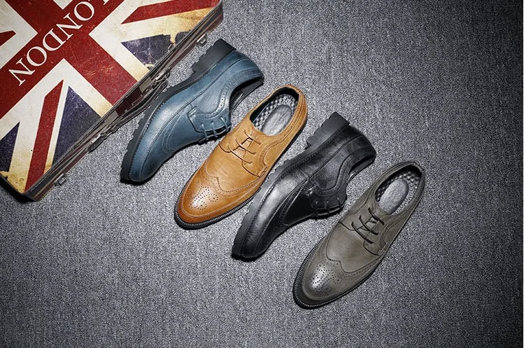 New Spring Autumn Man Genuine Leather Dress Shoes big size Breathable soft Fashion Sleeve Business Wedding Oxford Formal Shoes  (3)
