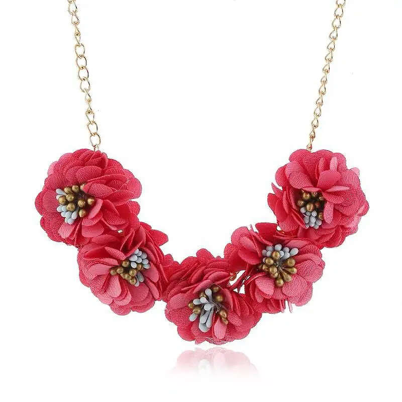 

2019 Summer New Flower Choker Necklace For Women Fashion Bohemia Metal Chain Jewelry Six Colors