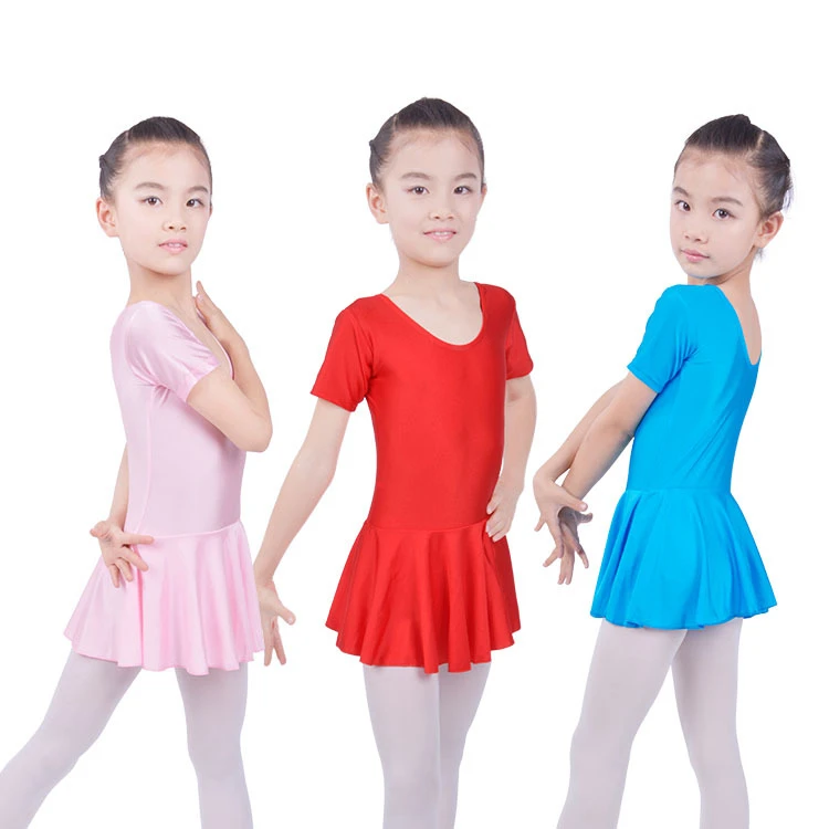 Girl Kid Gymnastics Ballet Dance Dress Short Sleeve Leotard with Wrap Skirt Wear Girl Kid Gymnastics Ballet Dance Dress Short Sleeve Leotard with Wrap Skirt Wear