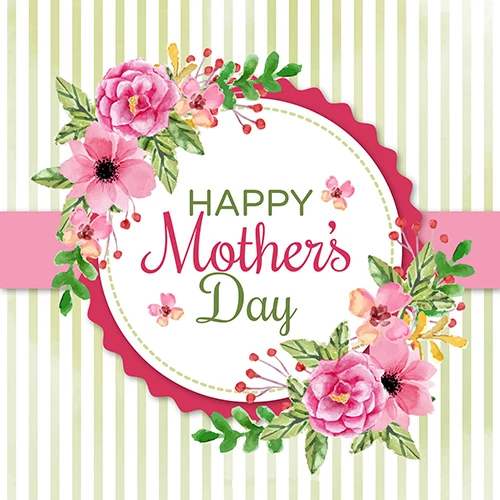 Flower Leaves Yellow Striped Happy Mothers Day Background