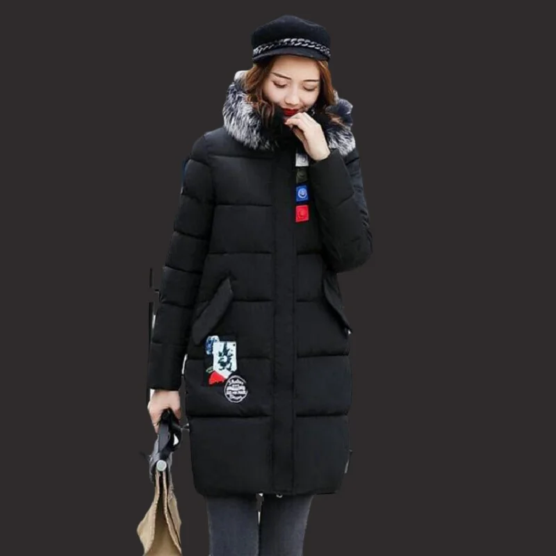 

2017 New Women Winter Jacket Women Long Fashion Thicker Slim Padded Coat Hooded Fur Collar Overcoat Women Parka Female Jacket