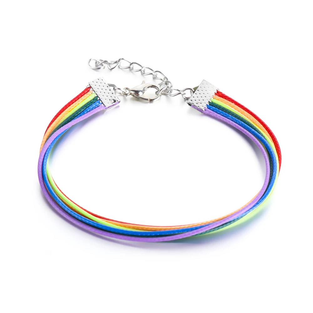

1 Pcs Woven Braided Rainbow Lesbian Lesbians Pride Gay Pride Rope String Strand Friendship Bracelet Exquisite Wristlet