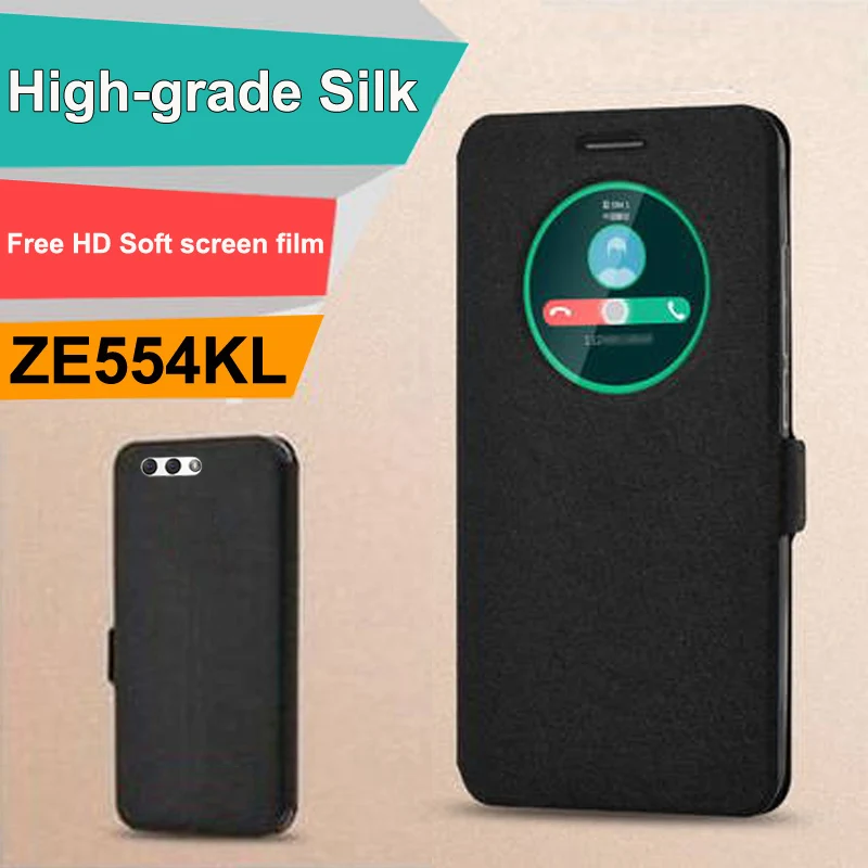 

For ASUS Zenfone 4 ZE554KL case open window + PU Leather phone Cases For ASUS Zenfone4 5.5" flip cover for ASUS ZE554KL shell