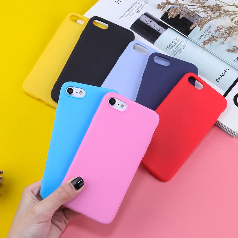 

Candy Color Silicone Case For iPhone XR X XS Max 6 6S 5 5S SE 7 8 Plus Luxury Cute Soft TPU Simple Solid Color Phone Back Covers