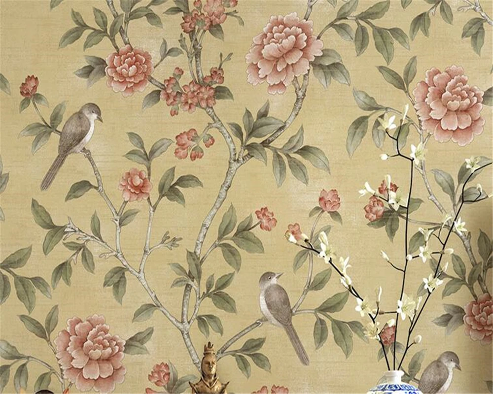 Beibehang Modernen Europaischen Stil Reiche Blumen Und Vogel 3d Tapete Schlafzimmer Studie Haus Tv Wand Hintergrund Wande Tapete Rolle Wallpaper Roll Background Wallpaper3d Wallpaper Aliexpress