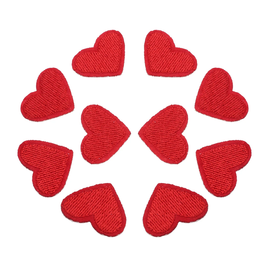 Mayitr 10pcs Love Red Heart Iron On Patch Sewing On Embroidered Applique Patch Clothes Stickers DIY Apparel Accessories