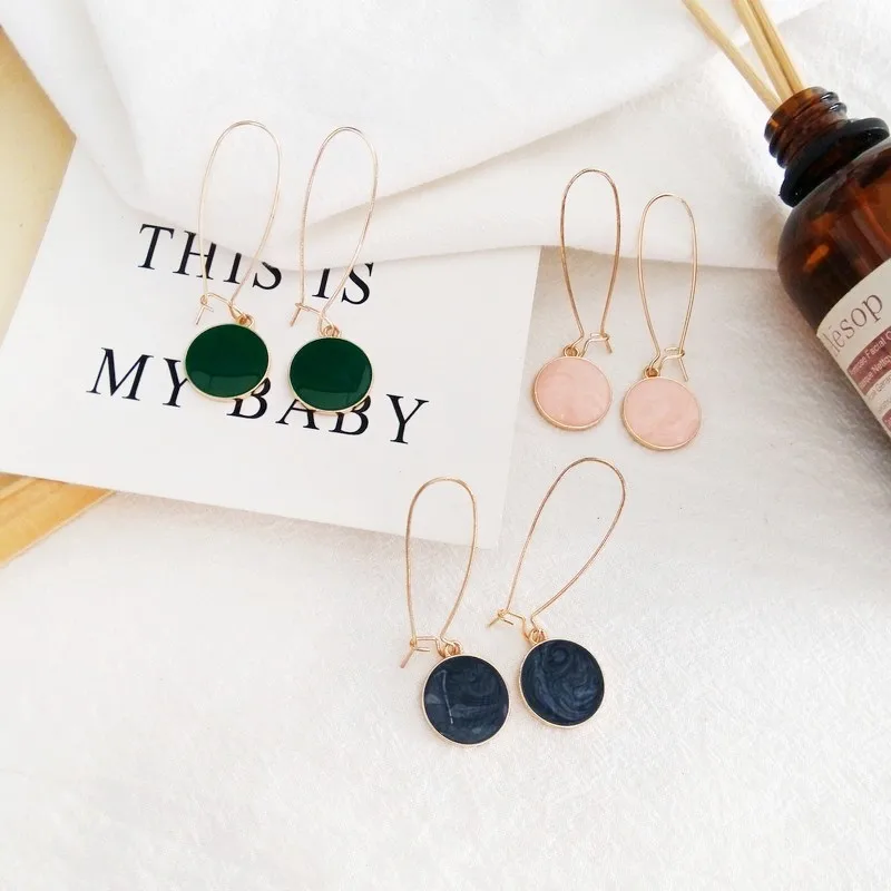 

Fashion round eardrop earrings female geometric joker contracted retro earrings female personality earrings for women jewelry