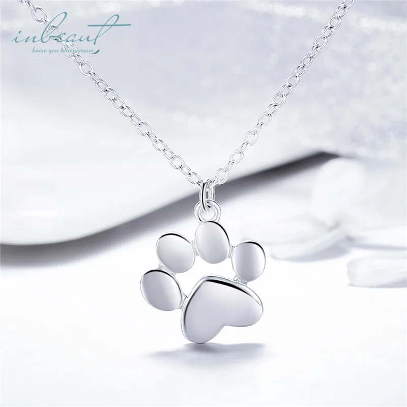 

inbeaut Silver Bear Paw Beads Necklace 925 Lovely Animal Footprint Pendant Necklace Chain for Little Girls Jewelry for Birthday