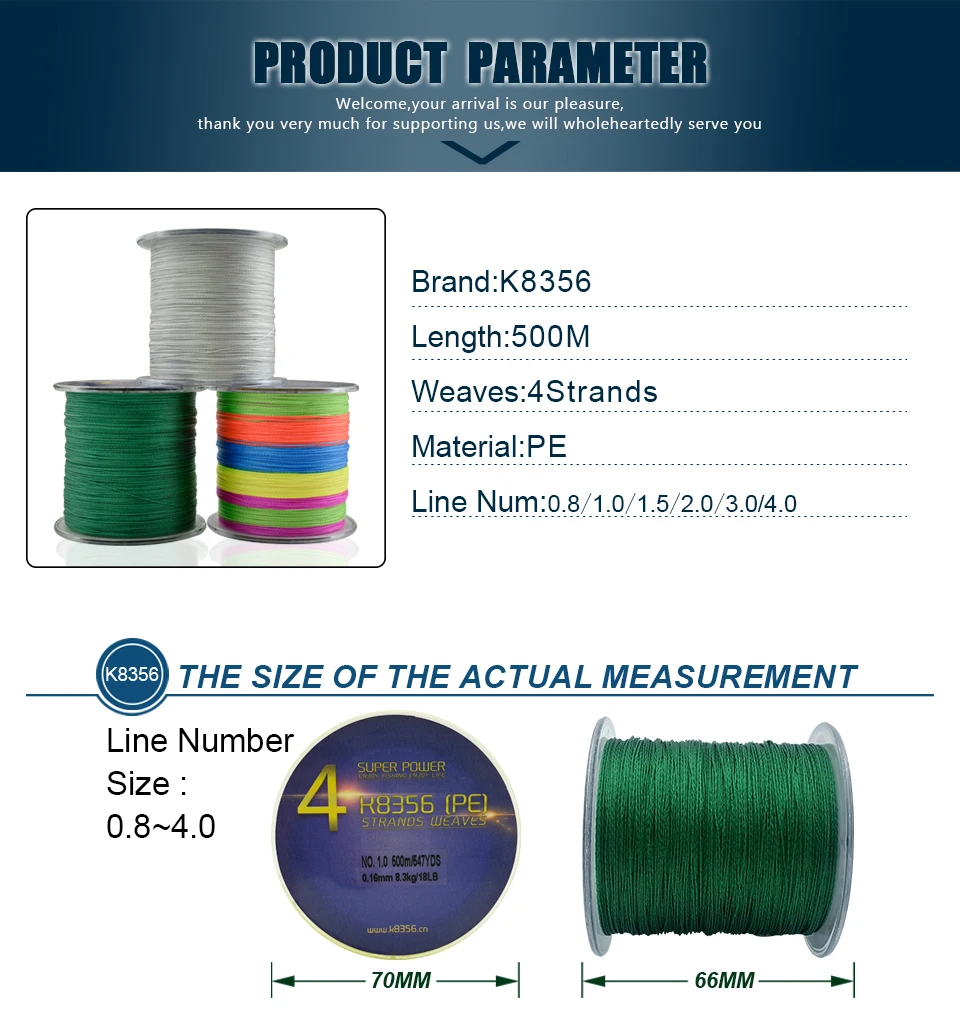 K8356 500M547Yards 4 Stands PE Line Braided Fishing Line 100% PE Multifilament Fishing Line Super Strong High Quality 15LB-50LB (7)