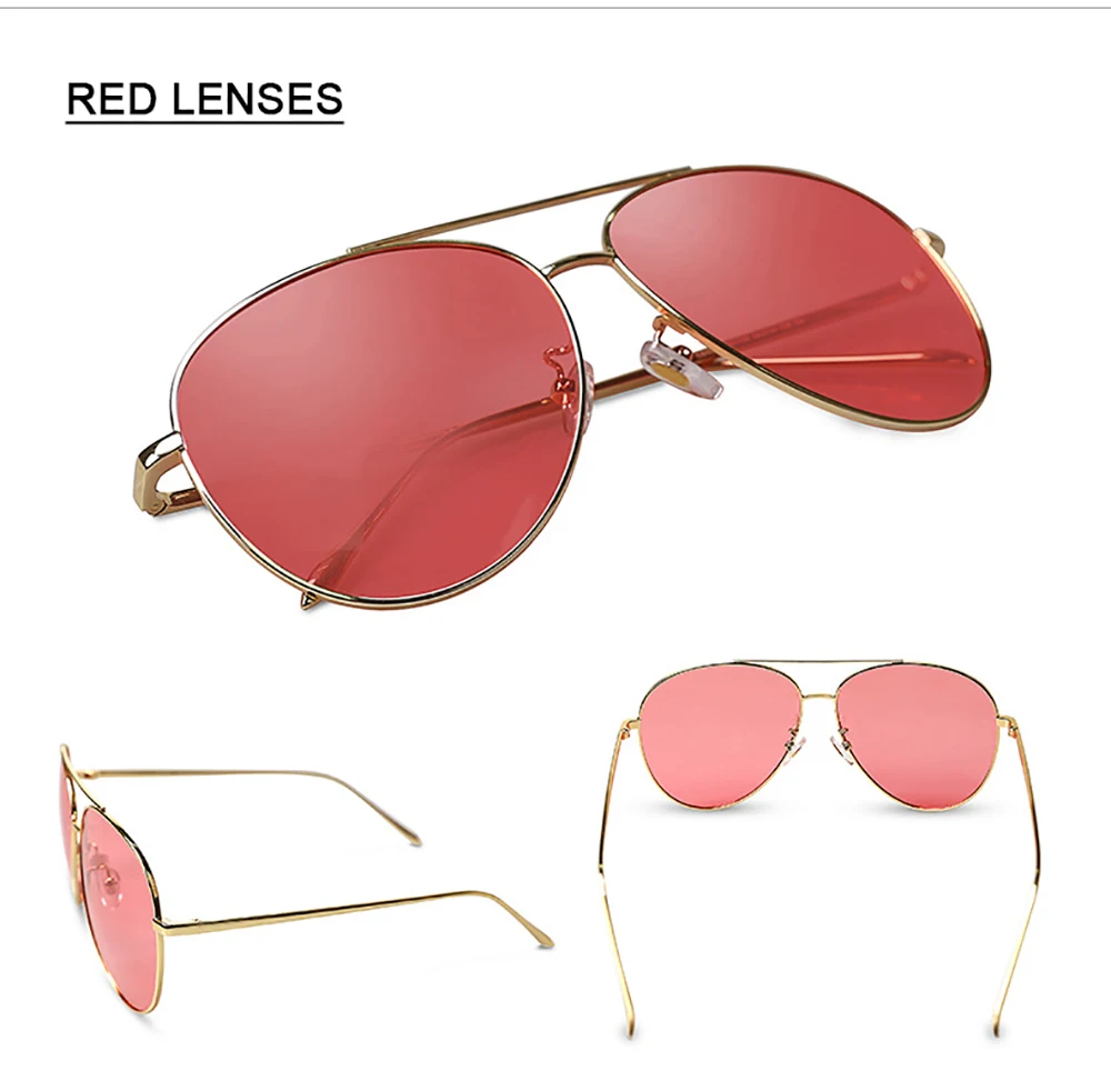 Большие металлические Модные поляризованные солнцезащитные очки для женщин, высококачественные женские брендовые дизайнерские очки, солнцезащитные очки для вождения - Цвет линз: Красный