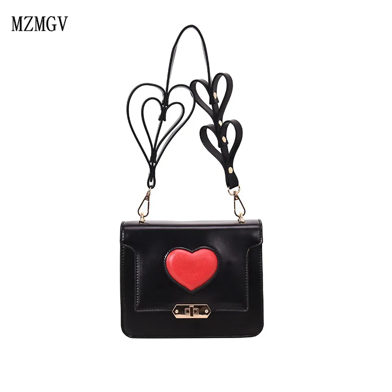 

2019 new fashion ladies shoulder diagonal small square bag, cool female bag Messenger bag pink female bag heart chain BRANDIS