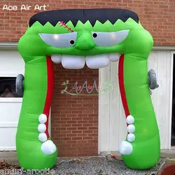 Мини Хэллоуин свод надувной Франкенштейна арки, голова рот запись со светодиодными огнями и зубные протезы для продажи