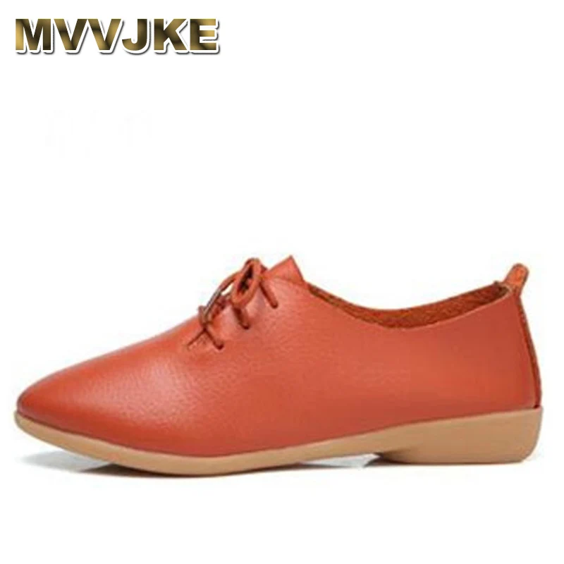 

MVVJKE 2018 Women Fashion Flat Shoes Casual Genuine Leather Solid Footwear women ballet flats oxford flat shoes Women loafers