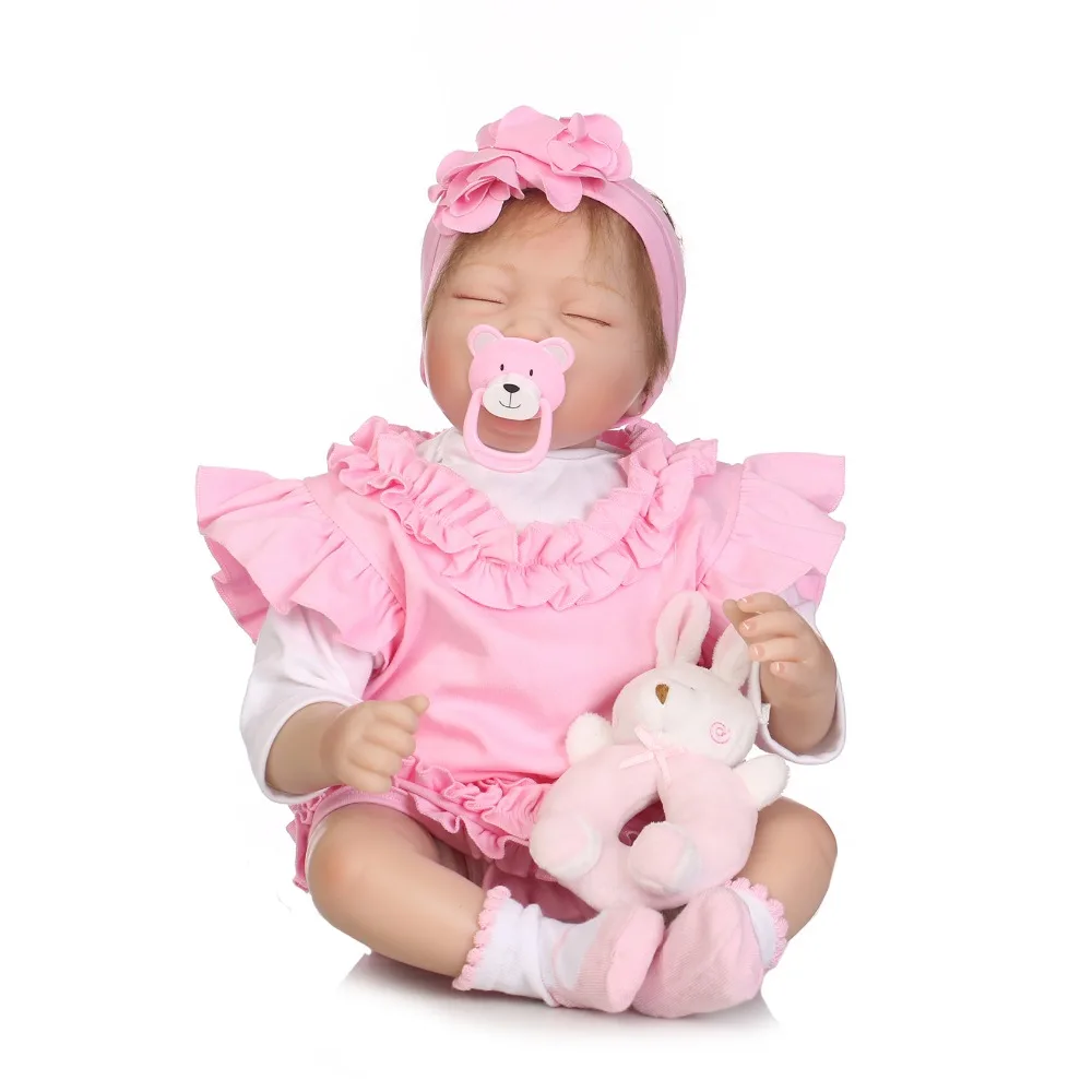 NPKCOLLECTION 55 см Bebe Reborn куклы Мягкие силиконовые Новорожденные спящие игрушки глаза закрытые ручной работы принцесса Bonecas игрушка Playmates