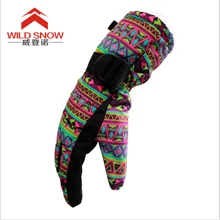 Лыжные перчатки с цветочным принтом и отстрочкой, водонепроницаемые, теплые, на открытом воздухе, для езды на велосипеде, для пешего туризма, для альпинизма, снегоходные перчатки, новинка