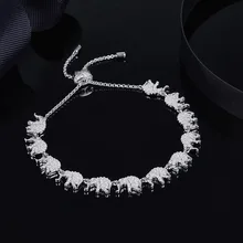 Модный бренд SLJELY, 925 пробы серебряный браслет, 12 шт., очаровательные браслеты со слоном, регулируемой цепочкой, женские роскошные ювелирные изделия