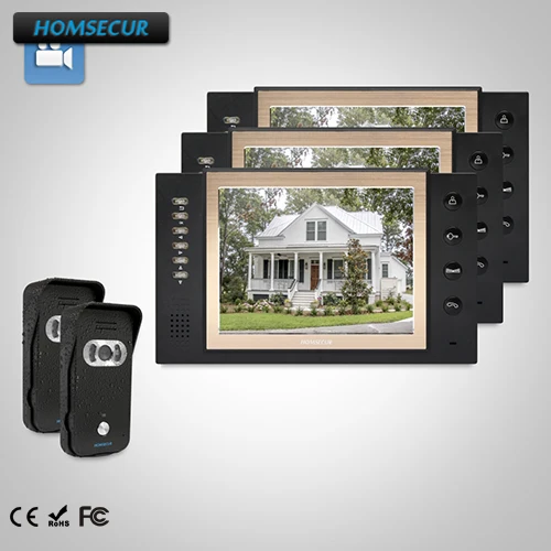

HOMSECUR 8" Video Door Phone Intercom System+One Button Unlock for Apartment TC021-B + TM801R-B