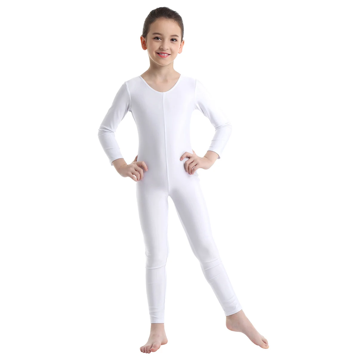 YiZYiF балетные трико для девочек балерина с длинными рукавами балетные и гимнастические комбинезон-трико костюм для спортивных танцев боди - Цвет: White