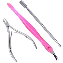 3 pçs/set Unha Polonês Ferramentas Unha Cutícula Nipper Ferramenta Colher Remover Pusher Cortador Clipper Trimmer Ferramenta Nail Art Manicure(China)