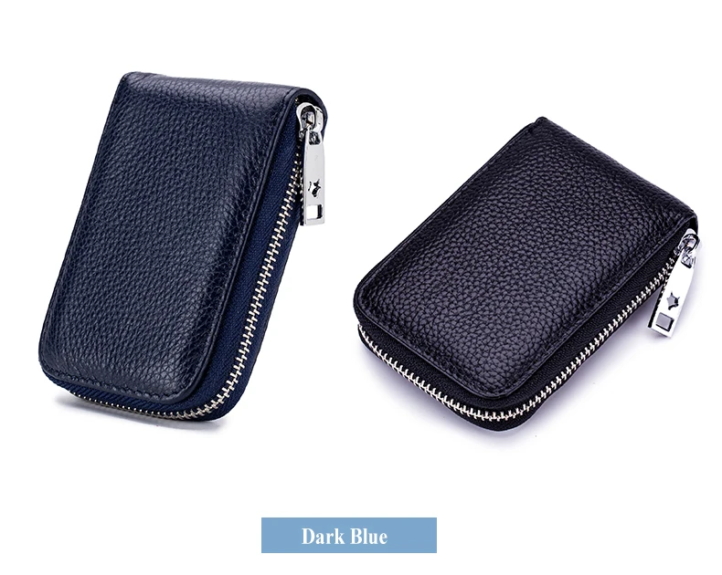 Lomelobo Unisex Lychee Card Holder Genuine Leather Women Men Credit ID Business Card Wallet Fashion Bank Cards bag Coin Purse HCL7139 Details (17)