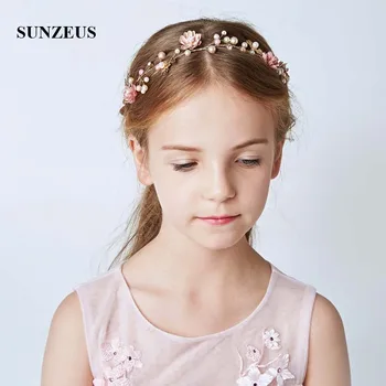 

Flowers Pealrs Children Headband Stunning Girls First Communion Hair Decoration Bridesmaid Garland SG11
