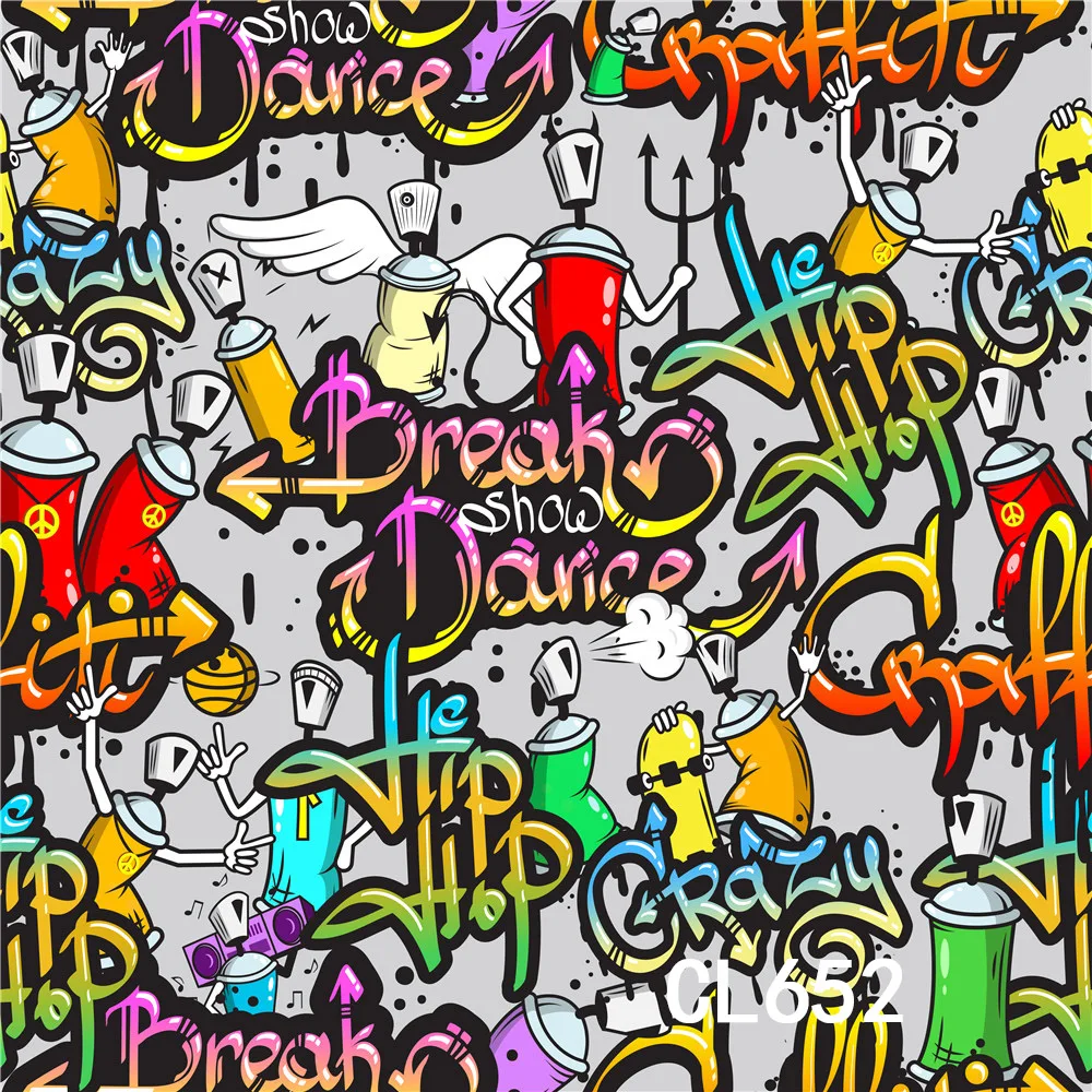 Seamless Washable No Crease Break Dance Crazy Hip Hop Street Graffiti Art Backdrop Background Photography Polyester Studio Props Background Aliexpress