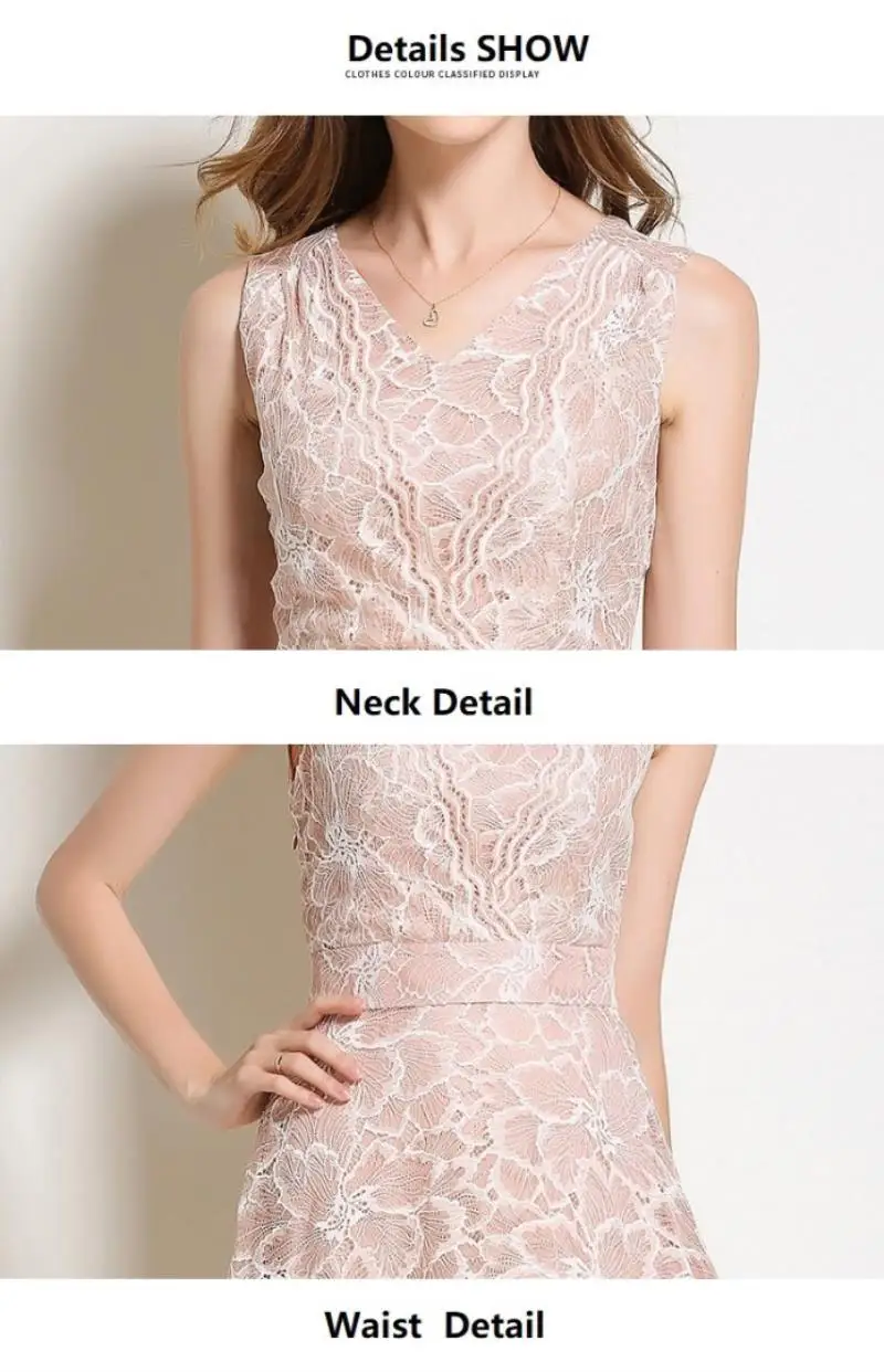 2018 Summer Lace Dress Work Casual Slim Work Women Party Dresses V-neck Sexy Hollow Out A-line Vintage Vestidos