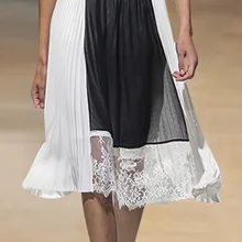 Подиум костюм воротник Цвет Соответствующие талии кружевная плиссированная юбка с поясом элегантное темпераментное платье+ костюм