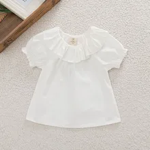 0-30 м Sweet Baby Обувь для девочек с пышными рукавами блузка детская белая рубашка летние Топы корректирующие