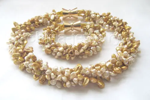 

*****18" & 8 " 5row multicolor baroque keshi reborn FW necklace & bracelet