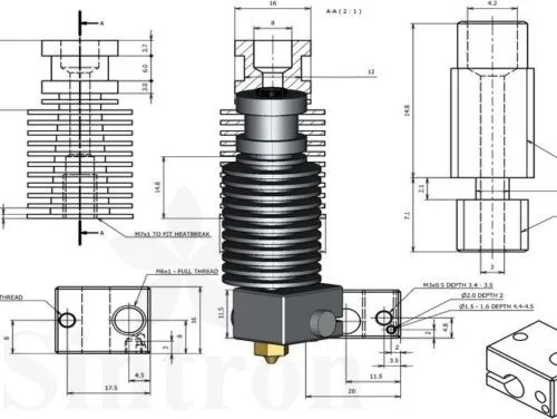 [SINTRON] 3D-принтеры все металлические J-Head Bowden Hotend 0,4 мм Латунное сопло совместим с E3D V6, бесплатная доставка