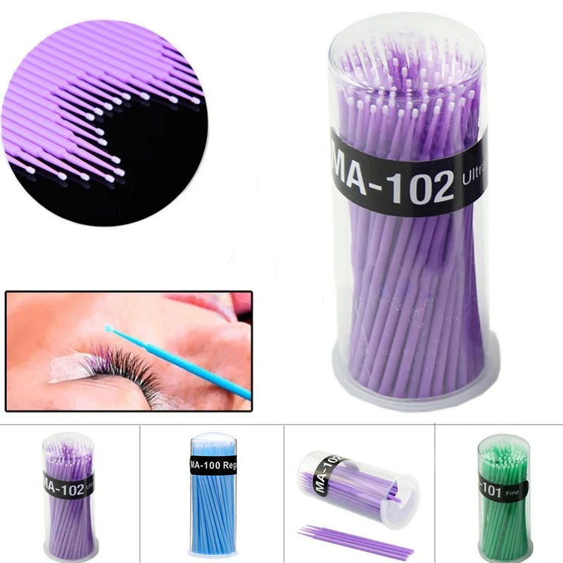 

100Pcs Purple Disposable Eyelash Mascara Wands Swab Micro Brush Makeup