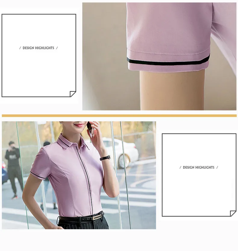 Формальная Модная рубашка женская с коротким рукавом Шифоновая Блузка Одежда Женская рабочая одежда летняя OL тонкая Офисная Женская Плюс Размер Топы