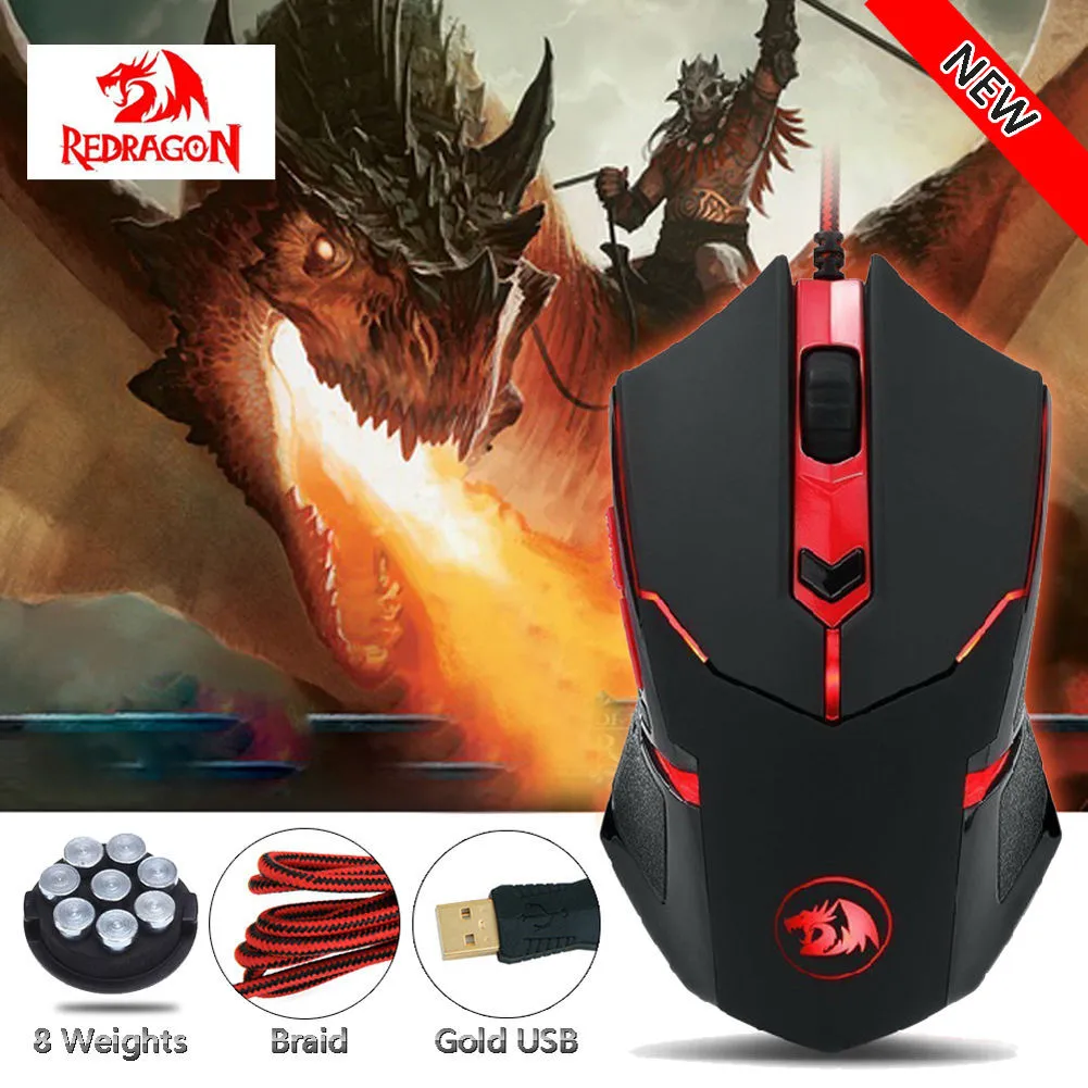 

CARPRIE Gaming Mouse Redragon M601 CENTROPHORUS-3200 DPI Gaming Mouse for PC 6 Buttons Weight Tuning 2019 Newest #T09
