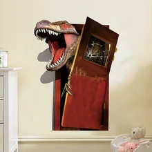 3D ילדי חדר שינה קיר דקור מדבקות קיר מדבקת קיר בית קישוטי דינוזאור טרופי לשבור דלת 45*60 ס”מ