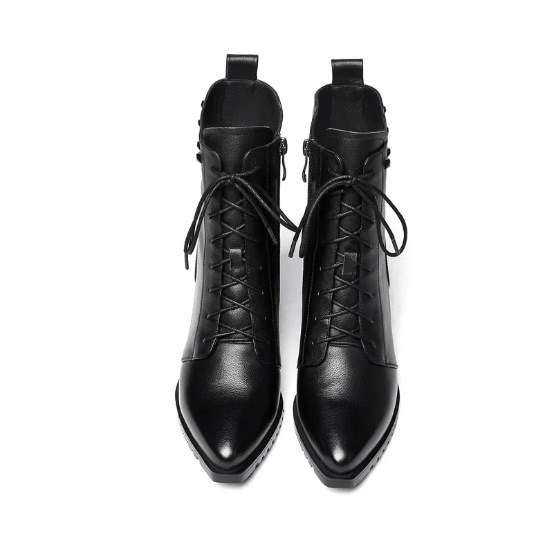FEDONAS/Брендовые женские ботильоны из натуральной кожи; обувь на высоком каблуке с заклепками для вечеринок и ночных клубов; женские короткие ботинки на шнуровке