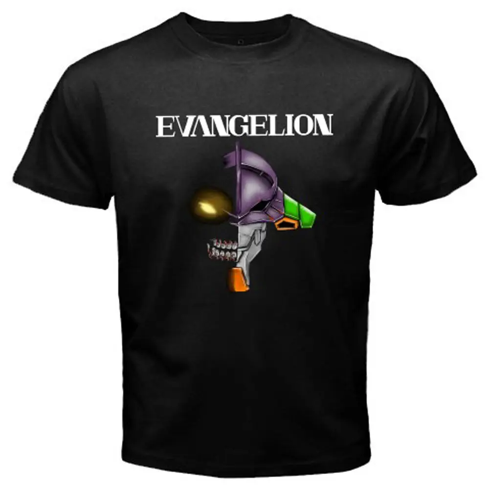 Новый Evangelion робот меха с рисунком аниме Для мужчин черный футболка Размеры S к 3XL |