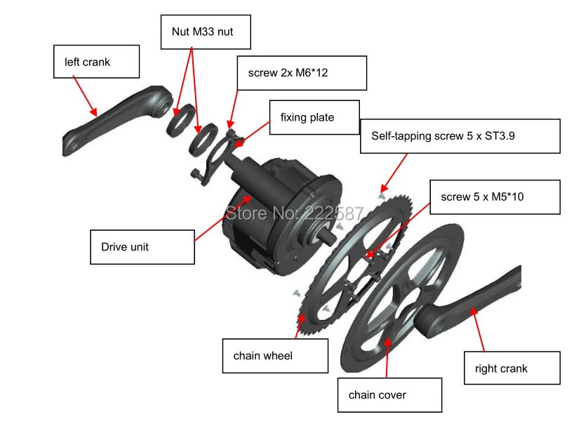Cheap 48v 500w 8fun/bafang motor+48v 15ah for LG Samsung battery C961 LCD BBS-02 New design for the controller crank Motor ebike kits 4
