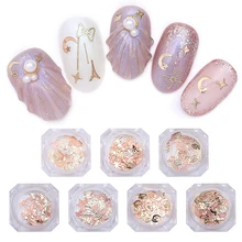 100 шт./кор. металлический 3D серьги-гвоздики, украшение для ногтей, Стразы для ногтей для заклепками «Луна», «Звезды» дерево ультра тонкий аксессуары