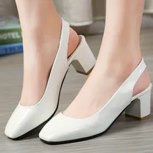 Womens Block Square Heel Slingback Closed Toe Sandal Shoes Summer Shoes Women Shoes Plus Size 33 Sandals White Black Pink pu square toe block heel slingback pumps