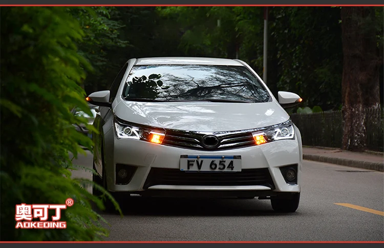 Автомобиль Стайлинг для Corolla фары- светодиодный светодиодные дневные ходовые огни на передних фарах динамический сигнал Hella 5 Биксеноновая объектив проектора Hid D2H