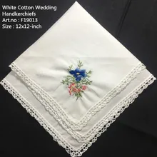 Набор из 12 новых свадебных носовых платков белые хлопчатобумажные носовые платки с кружевной окантовкой и цветной вышитый носовой платок с цветочным узором для невесты подарки 12х12"