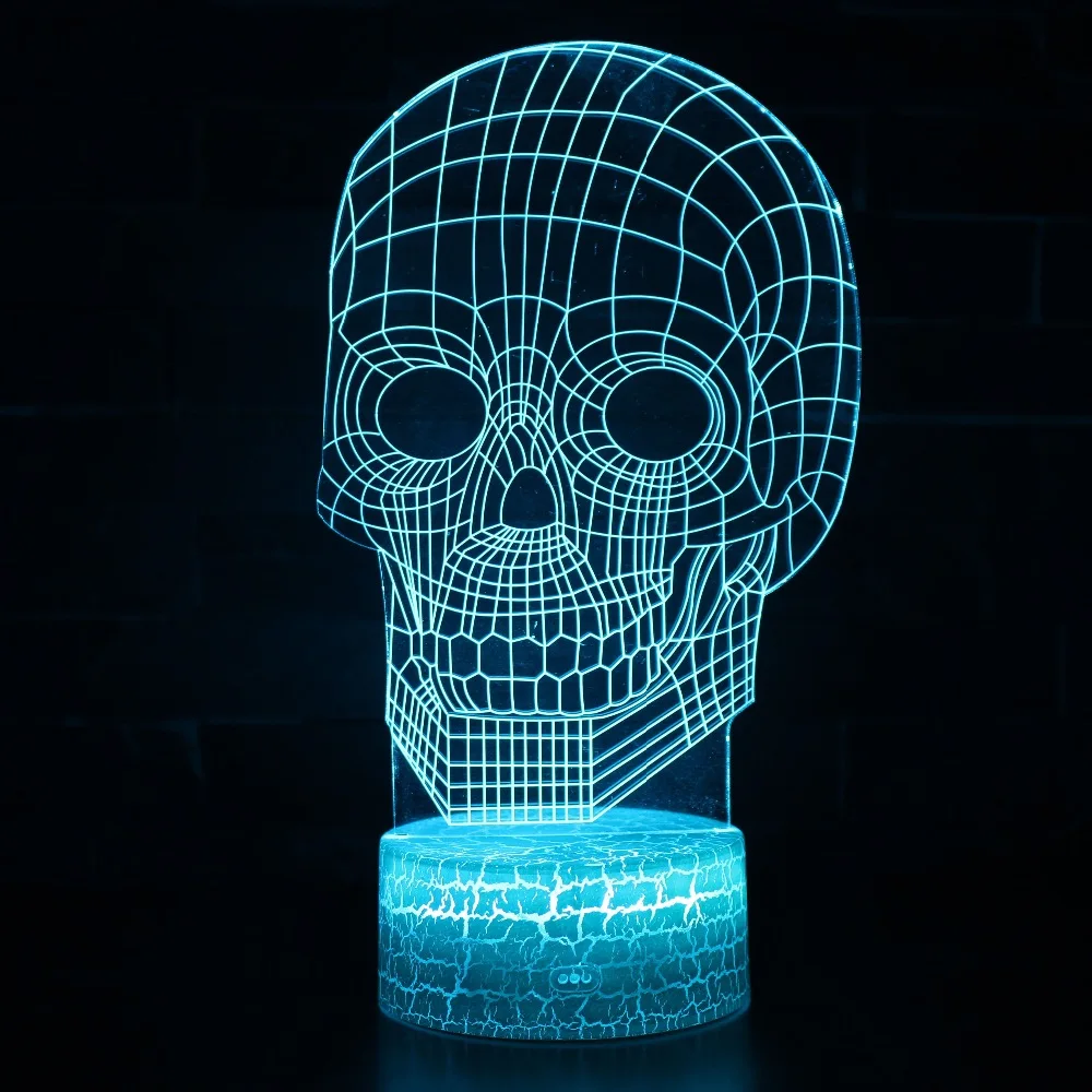 3D Led Night Light Java Lamp Skull Head 7 Color Light Touch Light Night