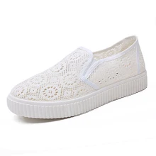 2019 Summer Women Flats White Platform Shoes Women Breathable Cut Out Espadrilles Ladies Casual Mesh Sneakers Slip-On Shoe Women