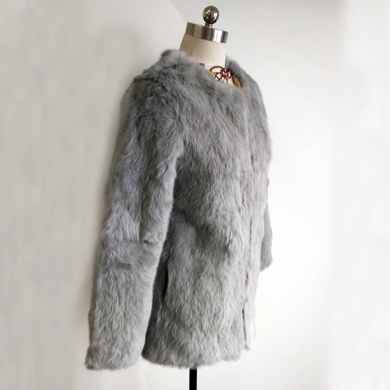 

2019 Fashion Brand Top Factory Real Genuine Whole Skin Rabbit Fur Coat Natural Full Fur Jacket Customize Big Size TSR52