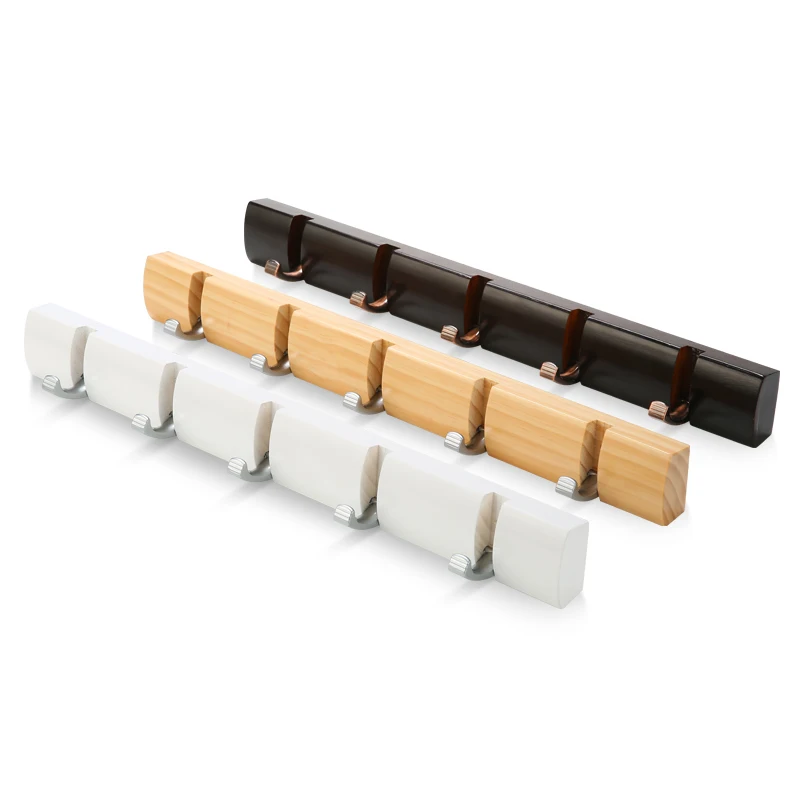 

Creative wood coat hooks wall folding coat rack wall row hook door load-bearing hanging wall coat rack